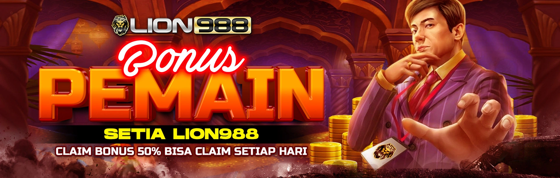 BONUS 50% PEMAIN SETIA LION988 CLAIM SETIAP HARI 